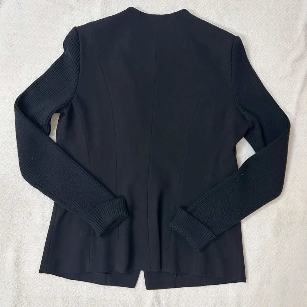 LAFAYETTE 148 Women Black Extrafine Wool Sweater sleeves jacket blazer - sz L - Picture 12 of 14